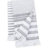 Fouta rayée avec franges Striped White / Smoke