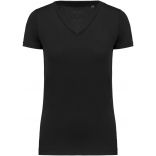 T-shirt Supima® col V manches courtes femme Black - XS