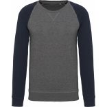 Sweat-shirt BIO bicolore col rond manches raglan homme Grey Heather / Navy - S