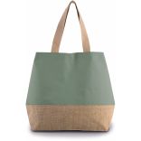 Sac shopping en toiles de coton & jute Dusty Light Green / Natural