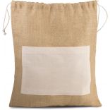 Sac en toile de jute avec cordelettes Natural / Gold