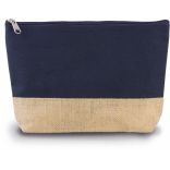 Pochette en toiles de coton et jute Navy / Natural