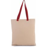 Sac shopping plat en toile avec poignées contrastées Natural / Cherry Red