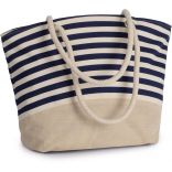 Sac shopping style marin en toile de jute  Natural / Navy
