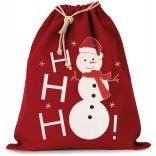 Sac coton à cordon motif bonhomme de neige Cherry Red