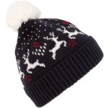 Bonnet Hiver avec motifs rennes Night Navy / Natural
