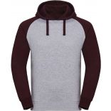 SWEAT-SHIRT CAPUCHE BASEBALL AUTHENTIC HOMME Light Oxford / Burgundy Melange - XS