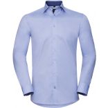 CHEMISE A MOTIFS CHEVRONS MANCHES LONGUES Light Blue / Mid Blue / Bright Navy - S