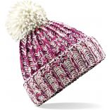 Bonnet à pompon en maille torsadée - Fuchsia Twist