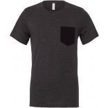 T-shirt homme manches courtes avec poche BE3021 - Dark Grey Heather / Black