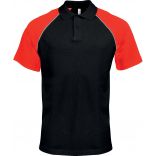 Polo homme bicolore baseball manches courtes K226 - Black / Red