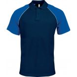 Polo homme bicolore baseball manches courtes K226 - Navy / Royal Blue