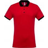 Polo homme piqué bicolore K258 - Red / Black