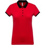 Polo femme piqué bicolore K259 - Red / Black