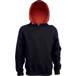 Sweat-shirt enfant à capuche contrastée K453 - Black / Red