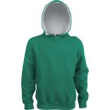 Sweat-shirt enfant à capuche contrastée K453 - Light Kelly Green / White