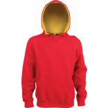 Sweat-shirt enfant à capuche contrastée K453 - Red / Yellow
