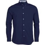 Chemise manches longues popeline lavée K517 - Navy