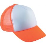 Casquette enfant 5 panneaux trucker KP143 - White / Fluorescent Orange
