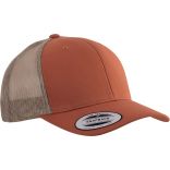 Casquette 6 panneaux Trucker modèle rétro KP912 - Rustic Orange / Beige de travers