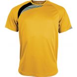 T-shirt unisexe manches courtes sport PA436 - Sporty Yellow / Black / Storm Grey