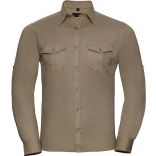 Chemise manches longues homme twill roll RU918M - Khaki Beige