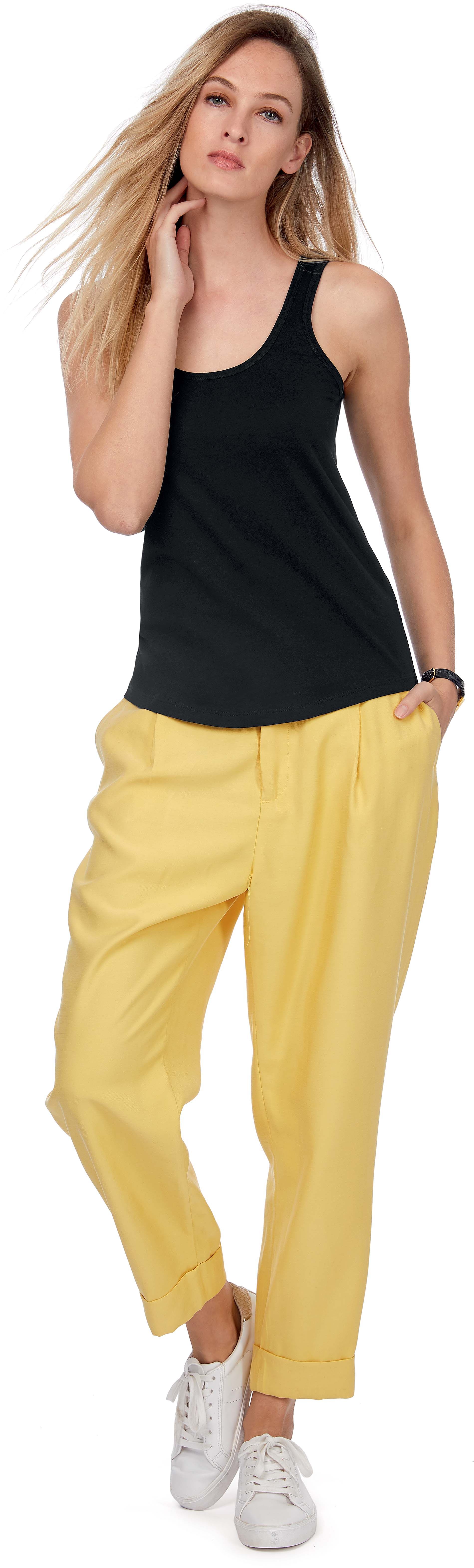 Débardeur femme B&C Collection Débardeur femme B&C Collection noir bretelles larges coupe ajustée coton stretch confortable