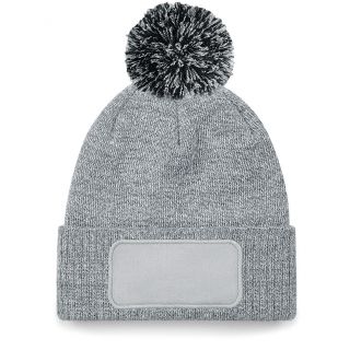 Bonnet à pompon patch SNOWSTAR® B443 - Heather Grey / Black