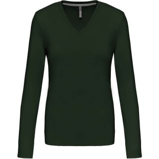 T-shirt femme col V manches longues K382 - Forest Green