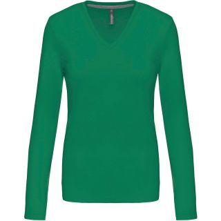 T-shirt femme col V manches longues K382 - Kelly Green