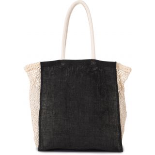 Sac shopping avec soufflet en filet Black / Natural