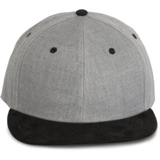 Casquette Snapback 6 panneaux KP166 - Light Grey Heather / Black