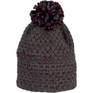 Bonnet maille épaisse et pompon Dark Grey / Wine