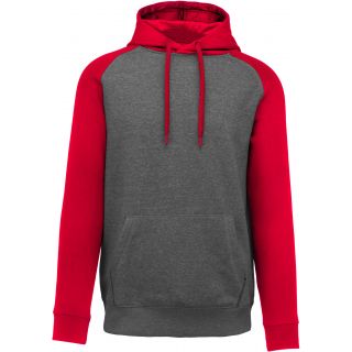 Sweat-shirt capuche bicolore PA369 - Grey Heather / Sporty Red