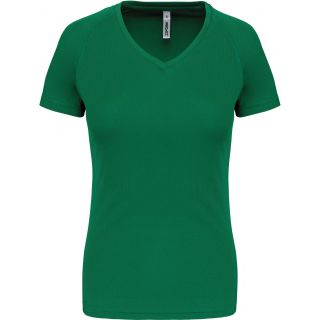T-shirt de sport manches courtes col v femme Kelly Green