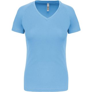 T-shirt de sport manches courtes col v femme Sky Blue