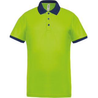 Polo piqué performance homme Lime / Sporty Navy