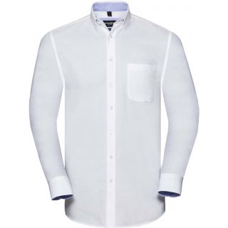 Chemise homme manches longues OXFORD lavée RU920M - White / Oxford Blue