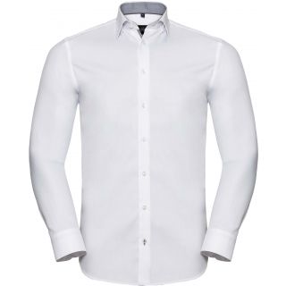 CHEMISE A MOTIFS CHEVRONS MANCHES LONGUES White / Silver / Convoy Grey
