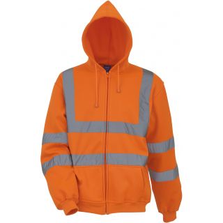 Sweat-shirt zippé capuche haute visibilité YHVK07 - Orange