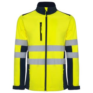Veste soft-shell bi-couleur haute visibilité ANTARES marine / jaune fluo
