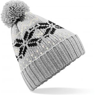 Bonnet Snowstar jacquard - Light Grey / Black / Off White