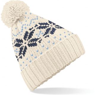 Bonnet Snowstar jacquard - Off White / Navy / Sky Blue