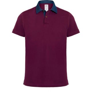 Polo homme DNM Forward PMD30 - Denim / Burgundy