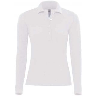 Polo femme manches longues Safran PW456 - White