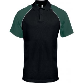 Polo homme bicolore baseball manches courtes K226 - Black / Green