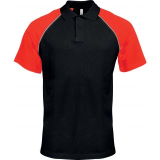 Polo homme bicolore baseball manches courtes K226 - Black / Red