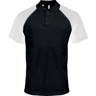 Polo homme bicolore baseball manches courtes K226 - Black / White
