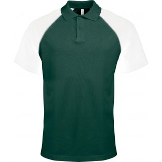 Polo homme bicolore baseball manches courtes K226 - Forest Green / White