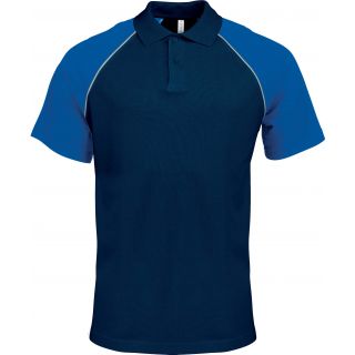Polo homme bicolore baseball manches courtes K226 - Navy / Royal Blue